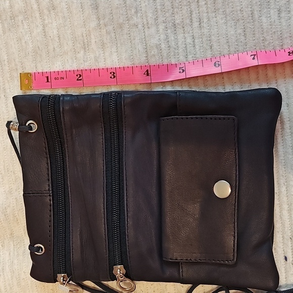 New Black Soft Leather Purse cross body Shoulder Bag Travel Wallet price firm - Picture 3 of 8